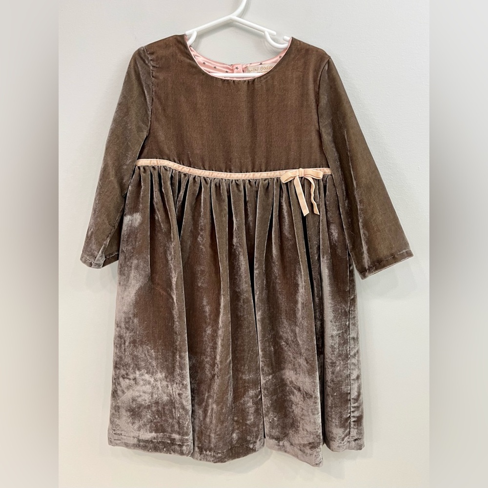 Mini Boden Brown Velvet Dress Girls Size 6/7